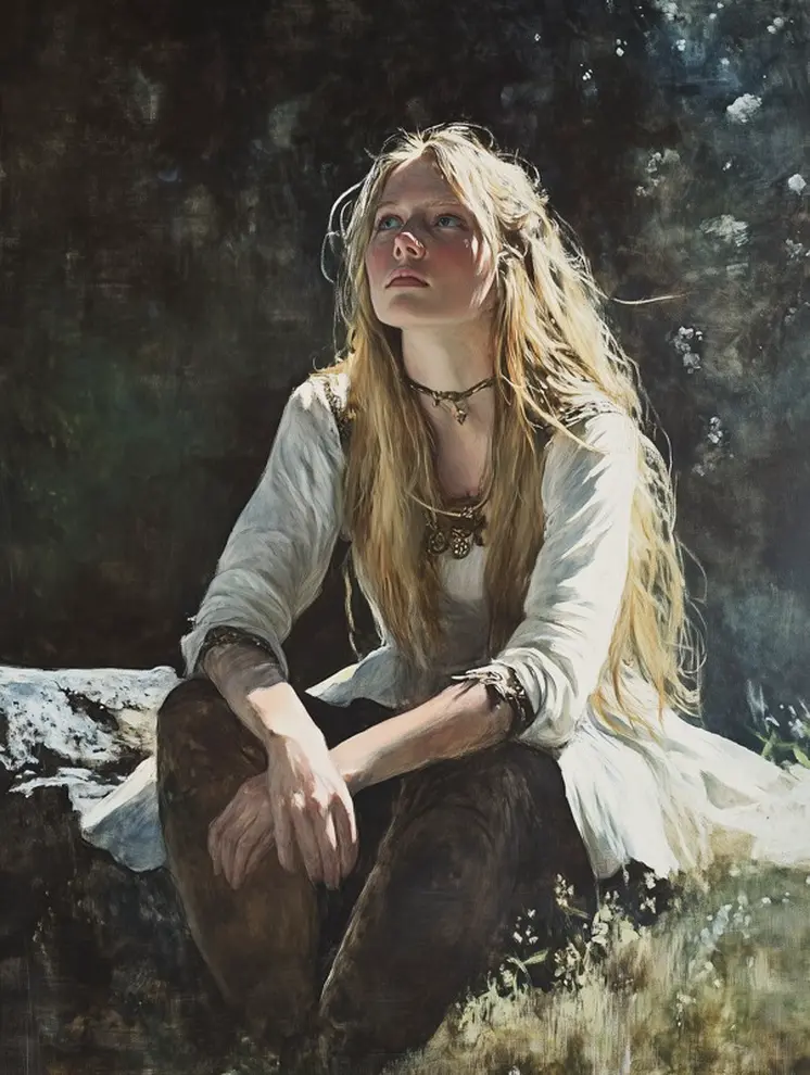 Freya Norse Deity Daydreaming Wall Art with Mat