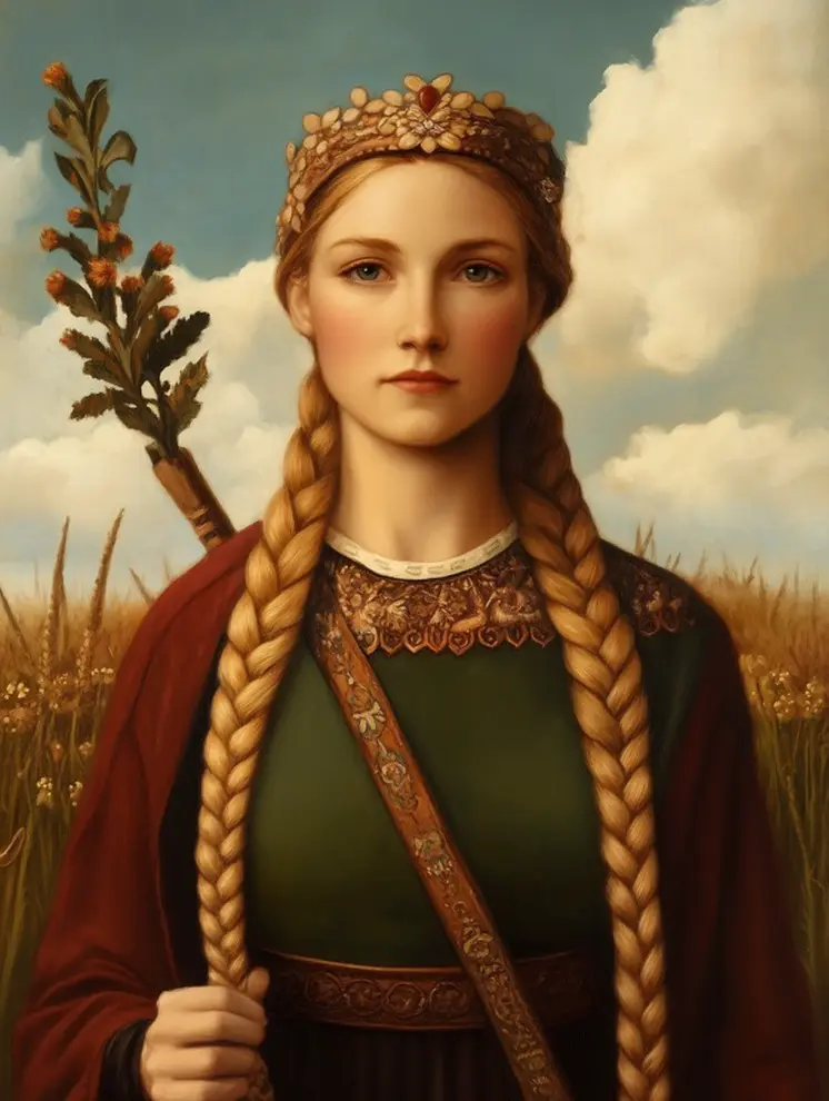 Portrait of Freya the Norse Goddess Art Print with Mat