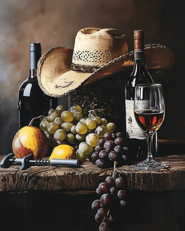 Western Vineyard still life – 8″x10″ Artwork in 11″x14″ Mat