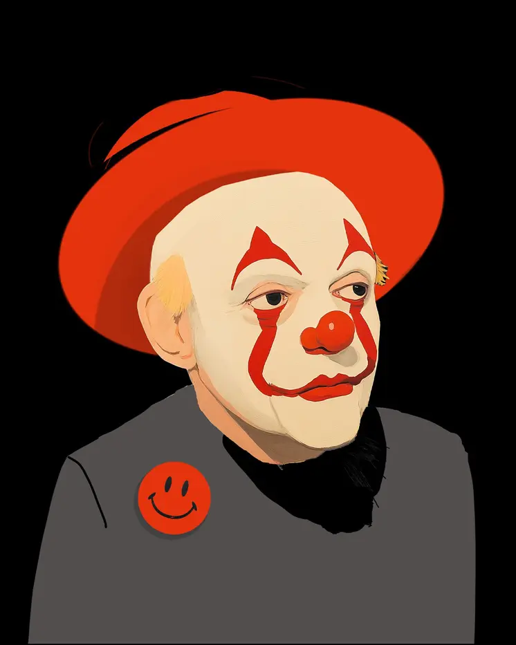 William the Intellectual Clown - Clown Low Brow Wall Art Prints - 8"x10" Art Print for 11"x14" Frame