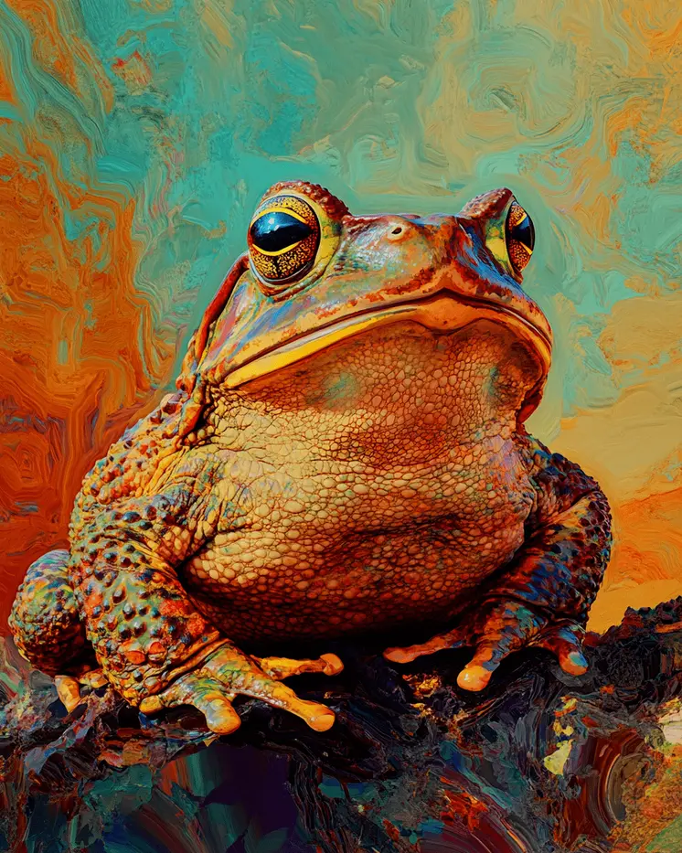 Impressionist Frog - Wildlife Wall Art Prints – 8″x10″ Artwork for 11″x14″ Frame