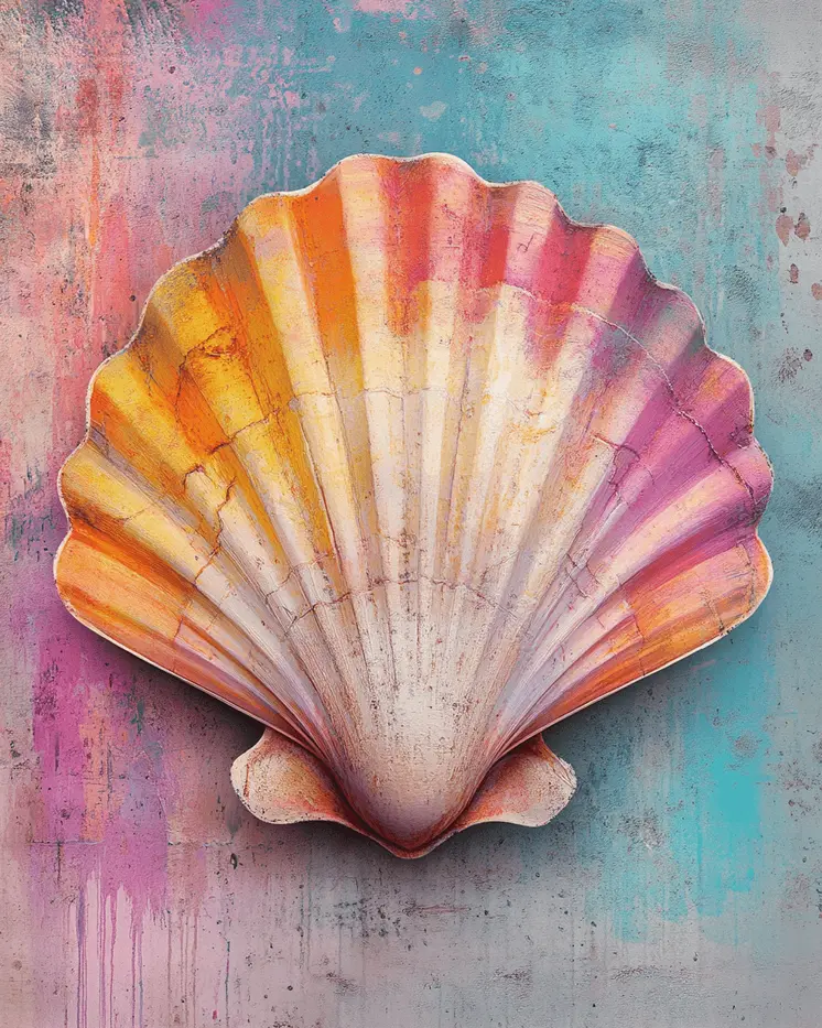 Colorful Scallop Shell - Wildlife Wall Art Prints – 8″x10″ Artwork for 11″x14″ Frame