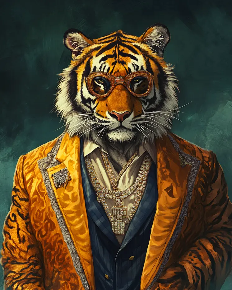 Hollywood Tiger - Animal Elite Wall Art Prints – 8″x10″ Artwork for 11″x14″ Frame