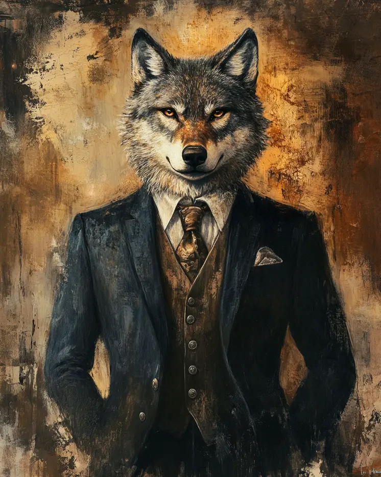 Businessman Wolf - Animal Elite Wall Art Prints – 8″x10″ Artwork for 11″x14″ Frame