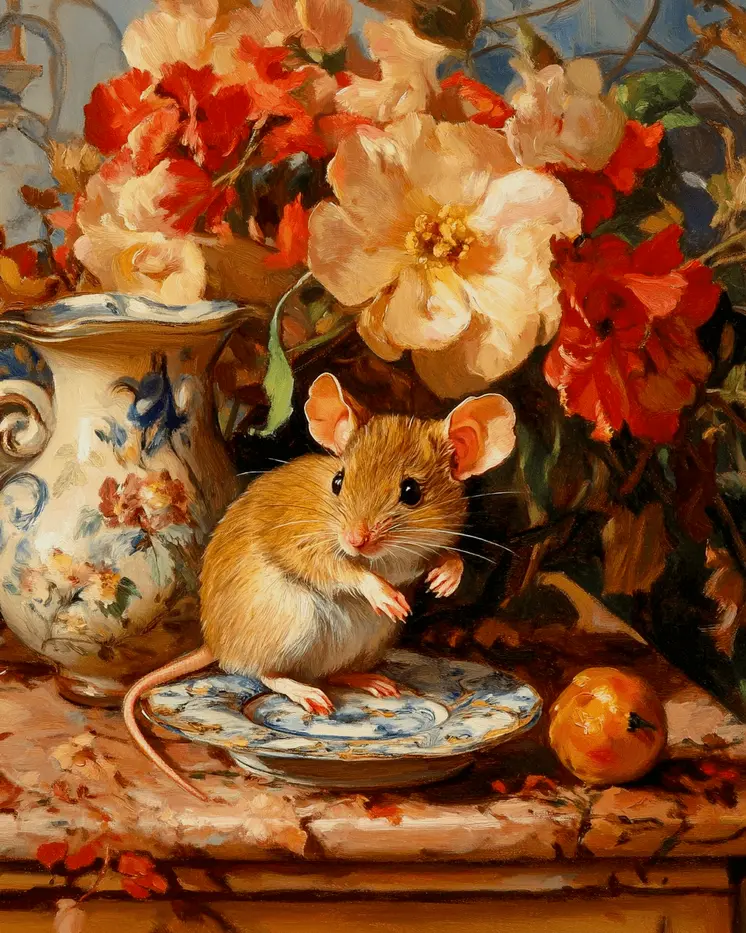 Field Mouse - Animal Still Life Wall Art Prints – 8″x10″ Artwork for 11″x14″ Frame