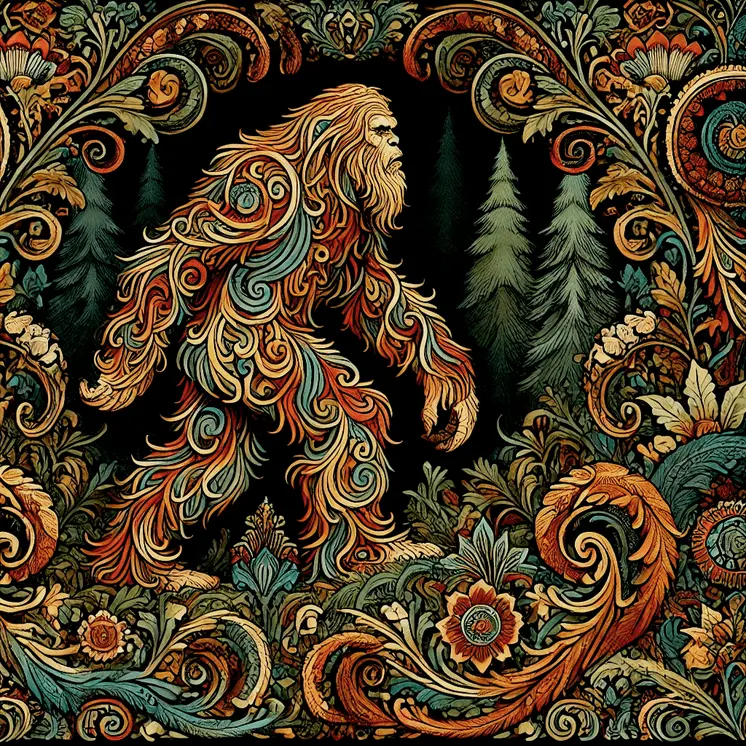 There Goes Bigfoot - Bigfoot Art Prints – 8″x8″ Artwork in 12″x12″ Mat