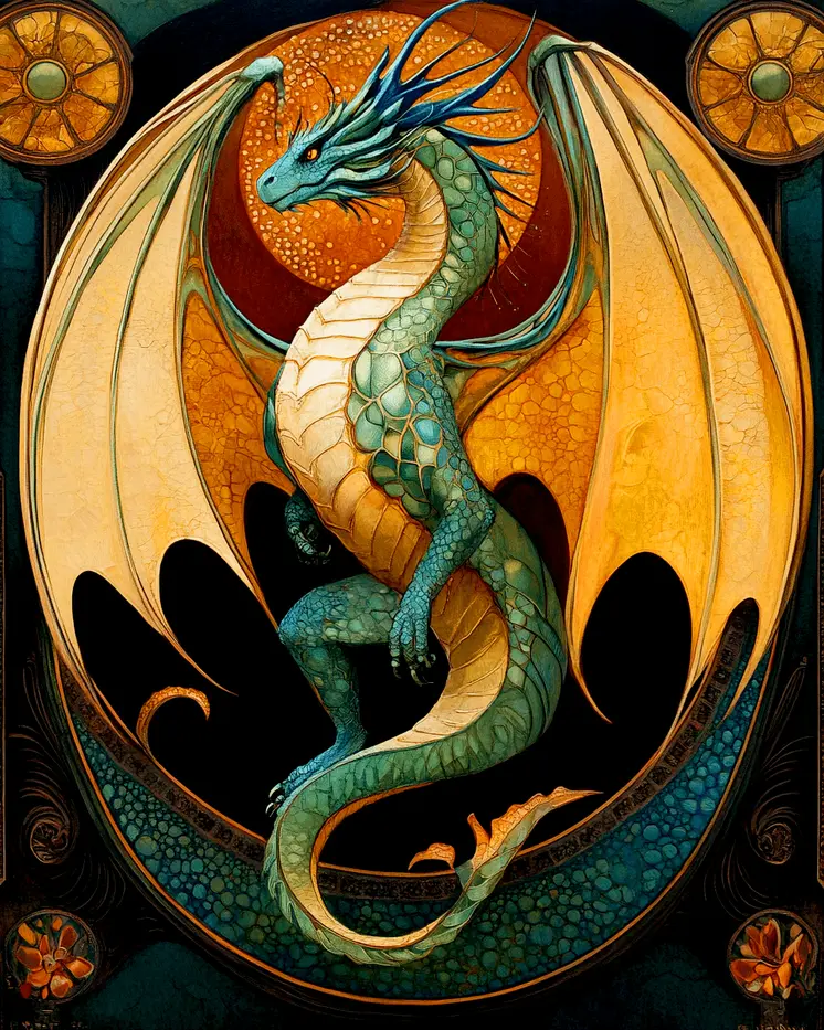 Northern Green Dragon - Dragon Wall Art Prints – 8″x10″ Artwork for 11″x14″ Frame