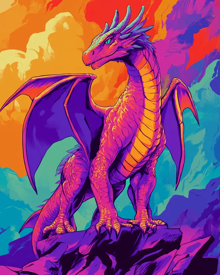 Pop Art Draco - Dragon Wall Art Prints – 8″x10″ Artwork for 11″x14″ Frame