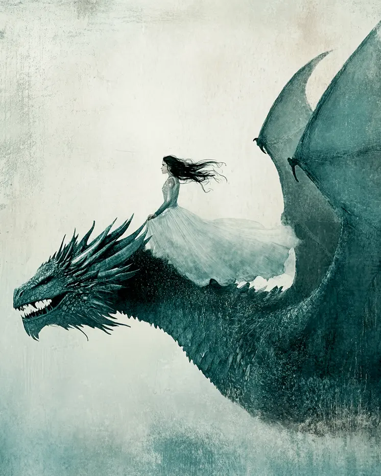 Princess Draco Ride - Dragon Wall Art Prints – 8″x10″ Artwork for 11″x14″ Frame