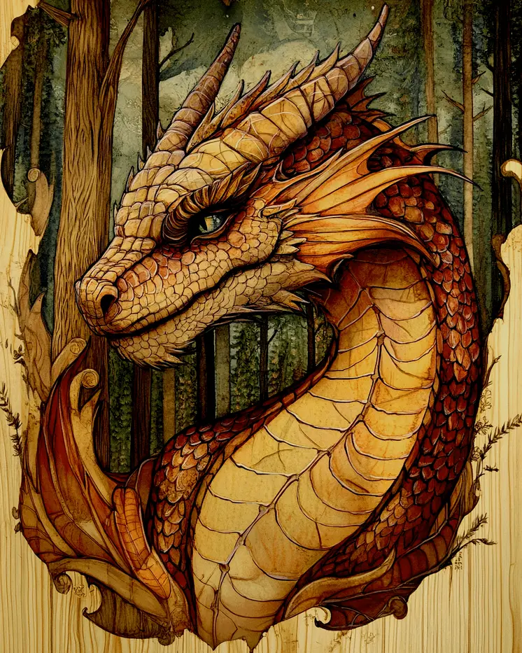 Woodland Draco - Dragon Wall Art Prints – 8″x10″ Artwork for 11″x14″ Frame