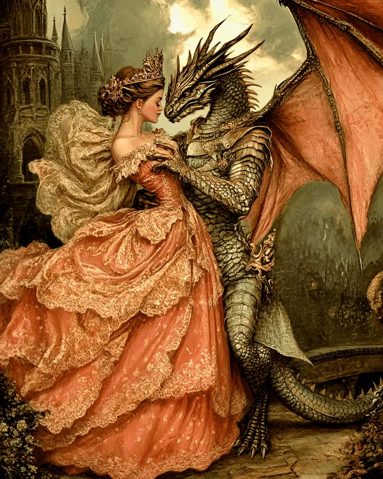 The Draco Princess Dance - Dragon Wall Art Prints – 8″x10″ Artwork for 11″x14″ Frame