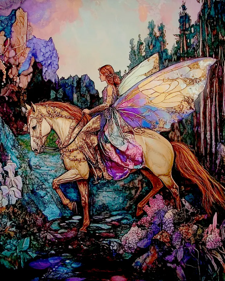 A Fine Morning Ride - Fairies Wall Art Prints – 8″x10″ Artwork for 11″x14″ Frame