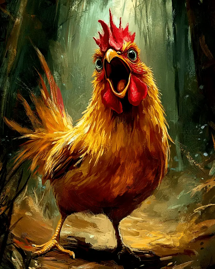 Just Wait a Clucking Minute! - Chicken Art Prints - 8"x10" Artwork for 11"x14" Frame