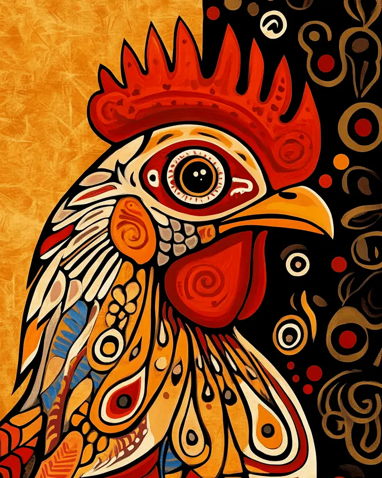 BOHO Chicken Portrait - Chicken Art Prints - 8"x10" Artwork for 11"x14" Frame