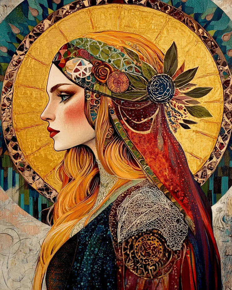 Freya in Headress - Freya the Norse Goddess Wall Art Prints – 8″x10″ Artwork for 11″x14″ Frame