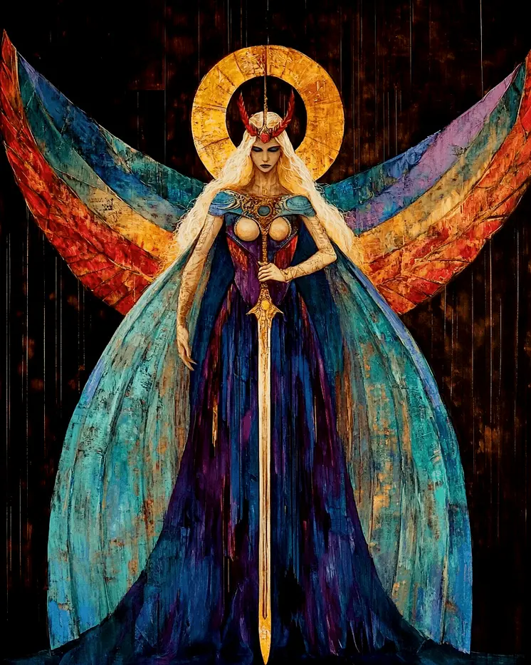 Abstract Freya with Sword - Freya the Norse Goddess Wall Art Prints – 8″x10″ Artwork for 11″x14″ Frame