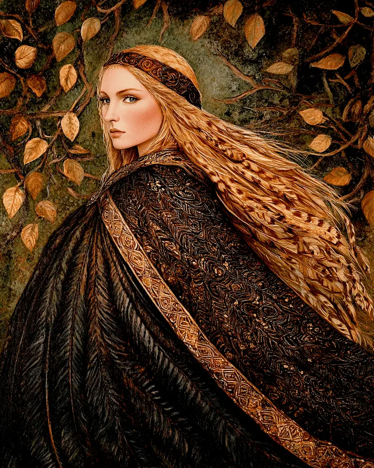 Golden Fall Freya - Freya the Norse Goddess Wall Art Prints – 8″x10″ Artwork for 11″x14″ Frame