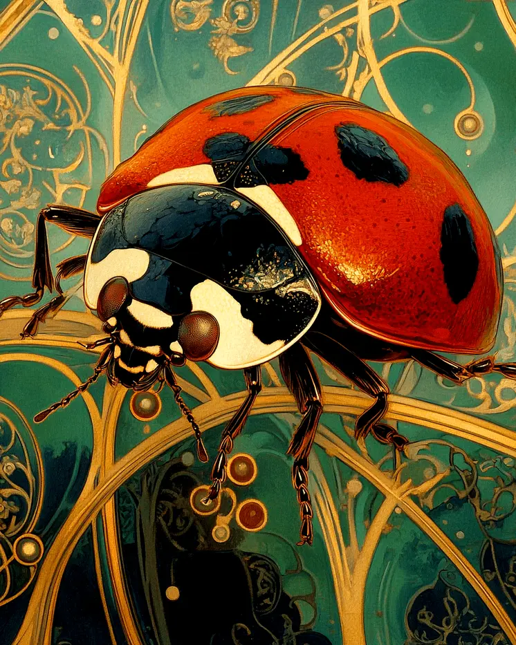 Abstract Ladybug - Insect Wall Art Prints – 8″x10″ Artwork for 11″x14″ Frame