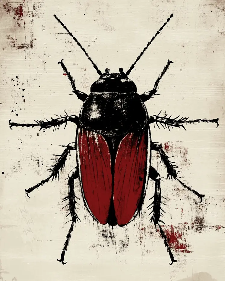 Grunge Cockroach - Insect Wall Art Prints – 8″x10″ Artwork for 11″x14″ Frame