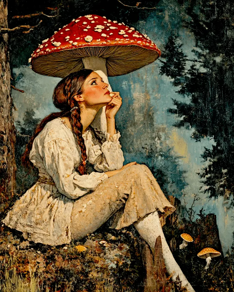 An Evening Trip - Mushroom Art Prints - 8"x10" Art Print for 11"x14" Frame