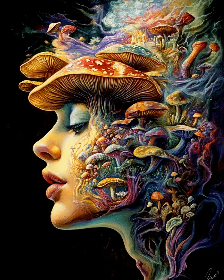 Shrooms Expand the Mind - Mushroom Art Prints - 8"x10" Art Print for 11"x14" Frame