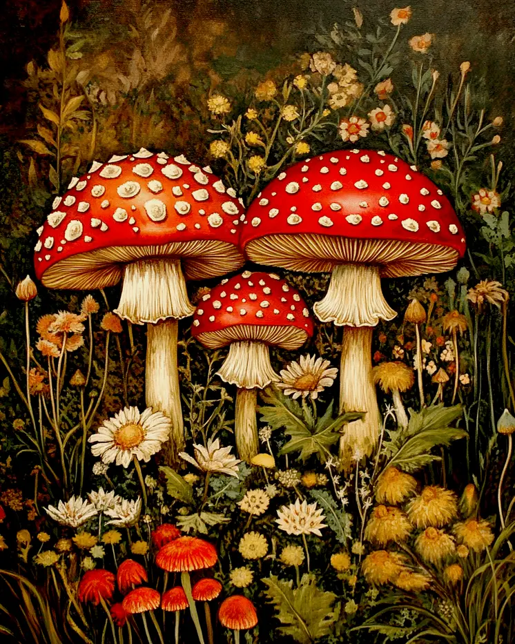 Classic Amanita Shroom Artwork - Mushroom Art Prints - 8"x10" Art Print for 11"x14" Frame