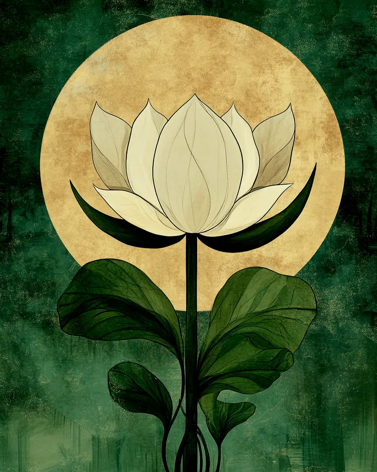 Full Moon Flowering Lotus - Nature Art Prints - 8"x10" Artwork for 11"x14" Frame