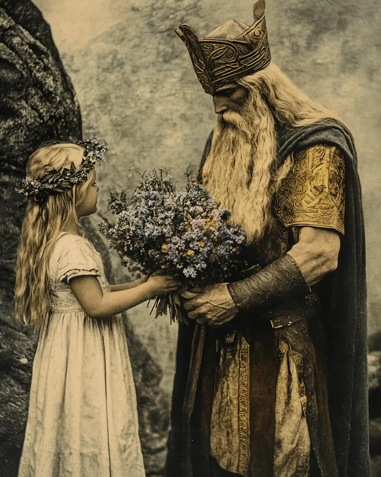 Bouquet From Young Maiden - Odin the Norse God Wall Art Prints – 8″x10″ Artwork for 11″x14″ Frame