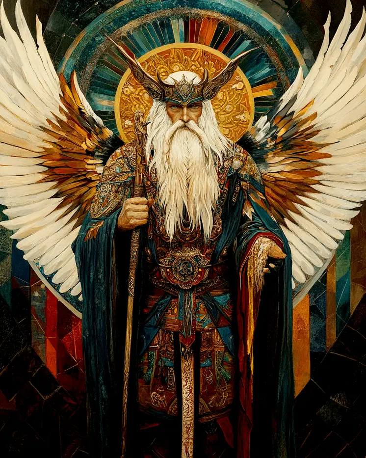 Full Regalia - Odin the Norse God Wall Art Prints – 8″x10″ Artwork for 11″x14″ Frame