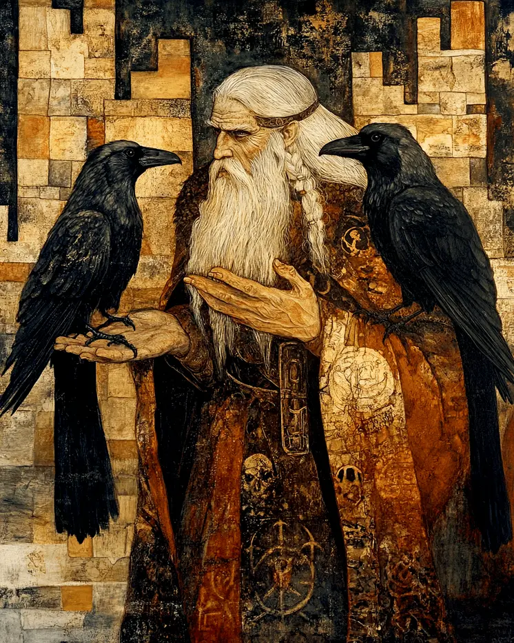 Discussion With Baldur - Odin the Norse God Wall Art Prints – 8″x10″ Artwork for 11″x14″ Frame