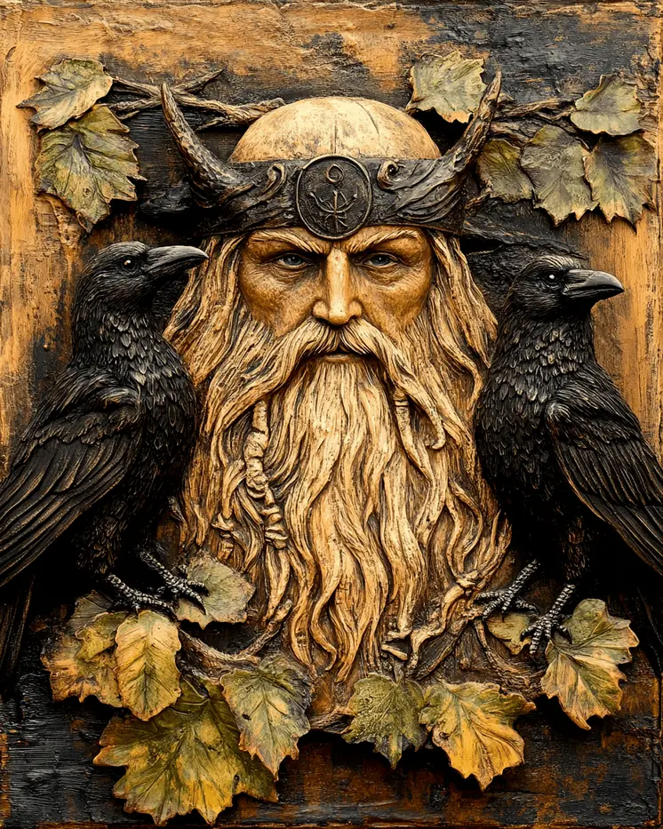 Carving of Odin - Odin the Norse God Wall Art Prints – 8″x10″ Artwork for 11″x14″ Frame