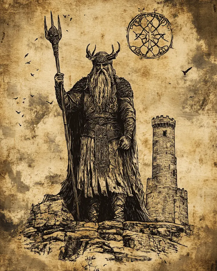 Ancient Hide - Odin the Norse God Wall Art Prints – 8″x10″ Artwork for 11″x14″ Frame
