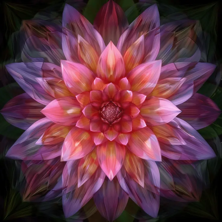 Purple Kaleidoscope Flower 3, 8"x8" Art Print for 12"x12" Frame