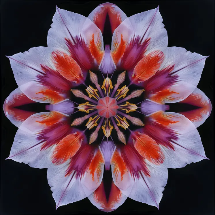 Purple Kaleidoscope Flower 8"x8" Art Print for 12"x12" Frame