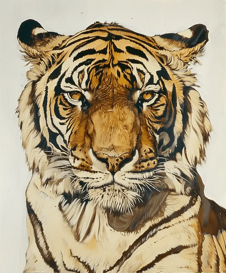 Tiger Detailed Face Portrait- Animal Kingdom Wall Art Prints, from Cute to Majestic – 8″x10″ Artwork for 11″x14″ Frame