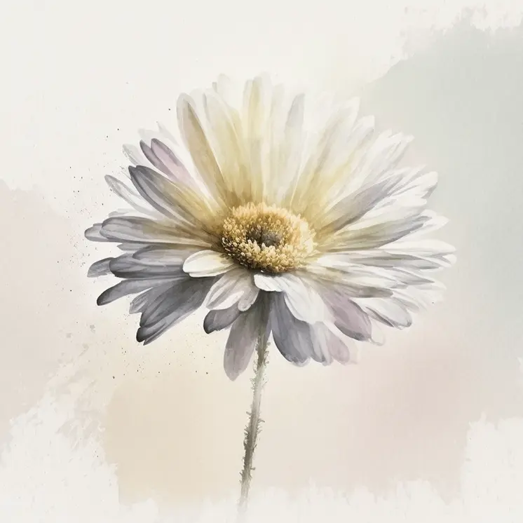 Watercolor White Flower 8"x8" Art Print for 12"x12" Frame
