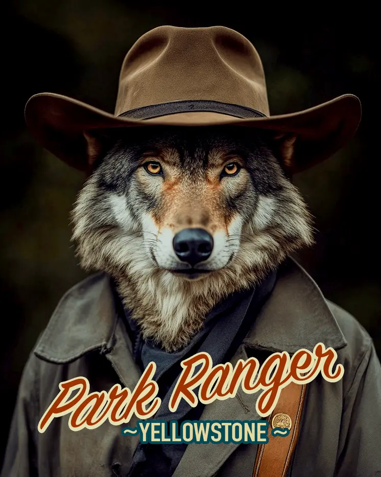 Grey Wolf - Animal Park Ranger Wall Art Prints – 8″x10″ Artwork for 11″x14″ Frame