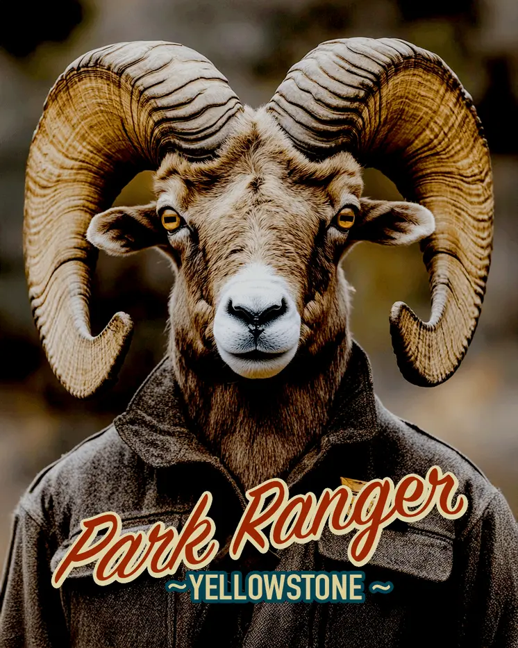 Bighorn Ram - Animal Park Ranger Wall Art Prints – 8″x10″ Artwork for 11″x14″ Frame