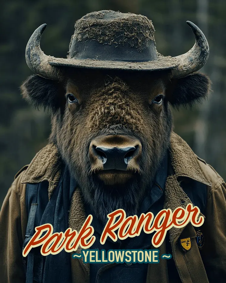 Buffalo - Animal Park Ranger Wall Art Prints – 8″x10″ Artwork for 11″x14″ Frame