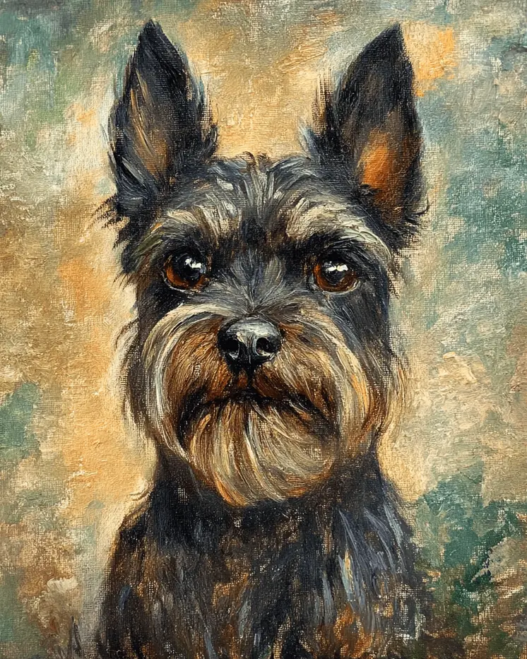 Schnauzer Portrait - Pet Dog Still Life Wall Art Prints – 8″x10″ Artwork for 11″x14″ Frame