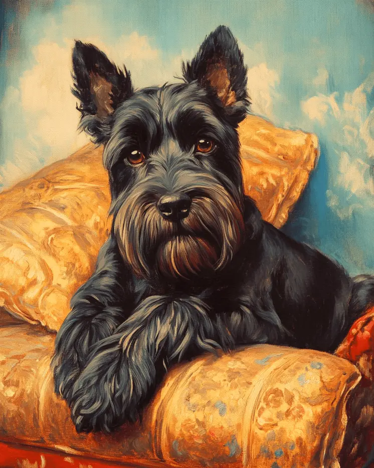 Schnauzer Relaxing - Pet Dog Still Life Wall Art Prints – 8″x10″ Artwork for 11″x14″ Frame