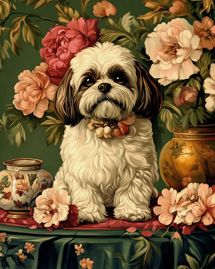 Classic Shih Tzu - Pet Dog Still Life Wall Art Prints – 8″x10″ Artwork for 11″x14″ Frame