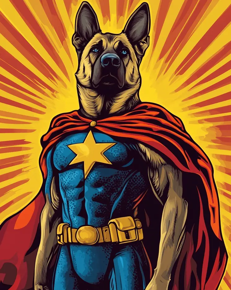 Vince the German Shepherd to the Rescue - Pet Superheros Art Prints – 8″x10″ Artwork for 11″x14″ Frame
