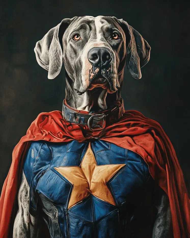 One Great Great Dane - Pet Superheros Art Prints – 8″x10″ Artwork for 11″x14″ Frame