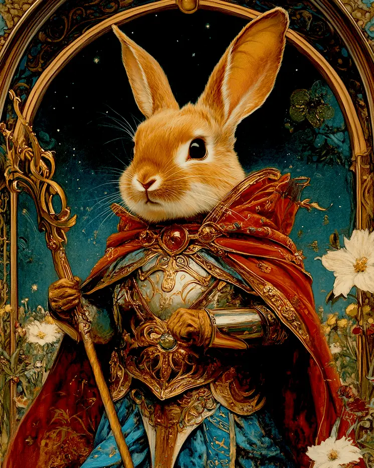 The Royal Bunny - Pet Superheros Art Prints – 8″x10″ Artwork for 11″x14″ Frame