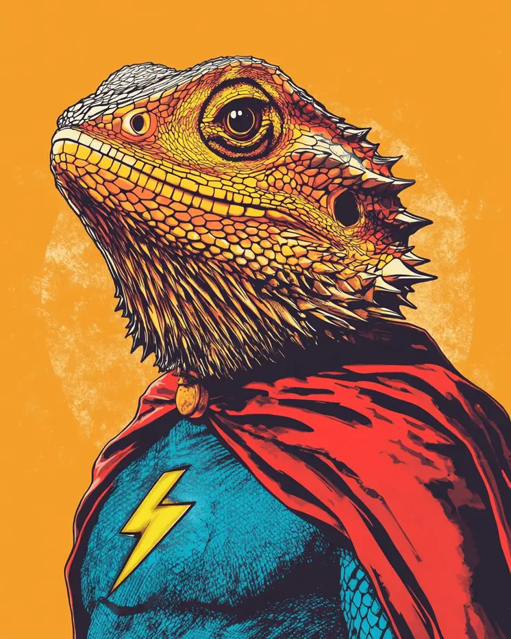 Zapper the Bearded Dragon Hero - Pet Superheros Art Prints – 8″x10″ Artwork for 11″x14″ Frame