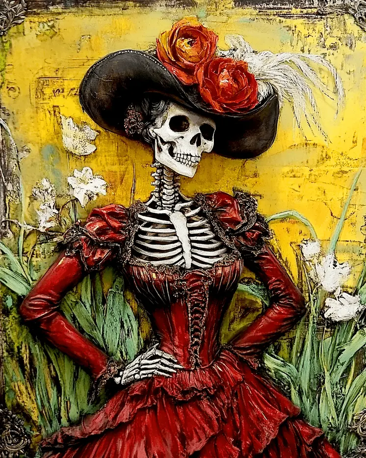 The Late Kansas Katy - Skull & Skeleton Art Prints - 8"x10" Art Print for 11"x14" Frame