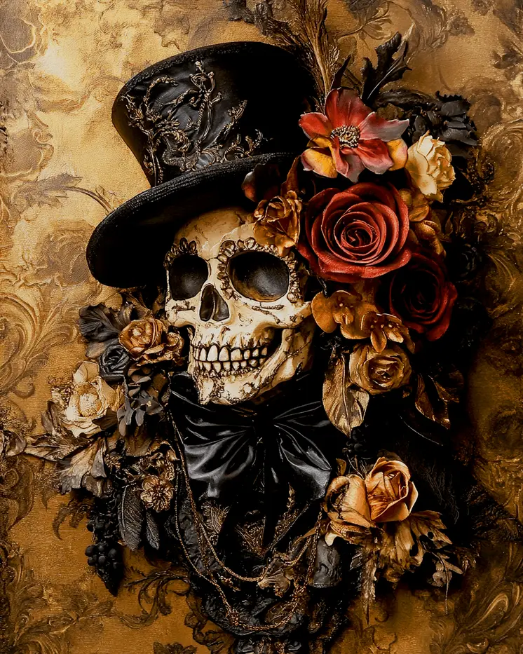 Floral Francis - Skull & Skeleton Art Prints - 8"x10" Art Print for 11"x14" Frame