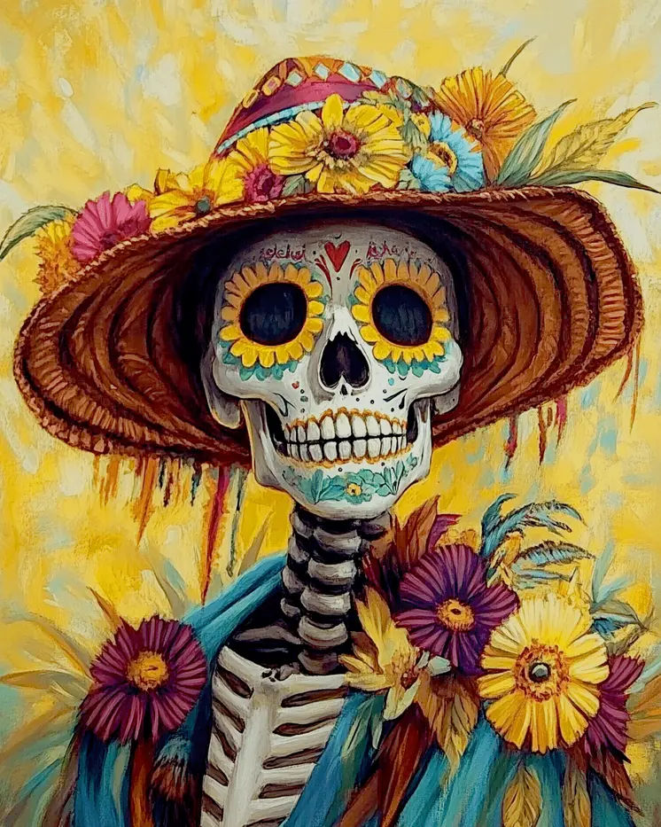 Sunflower Bones - Skull & Skeleton Art Prints - 8"x10" Art Print for 11"x14" Frame