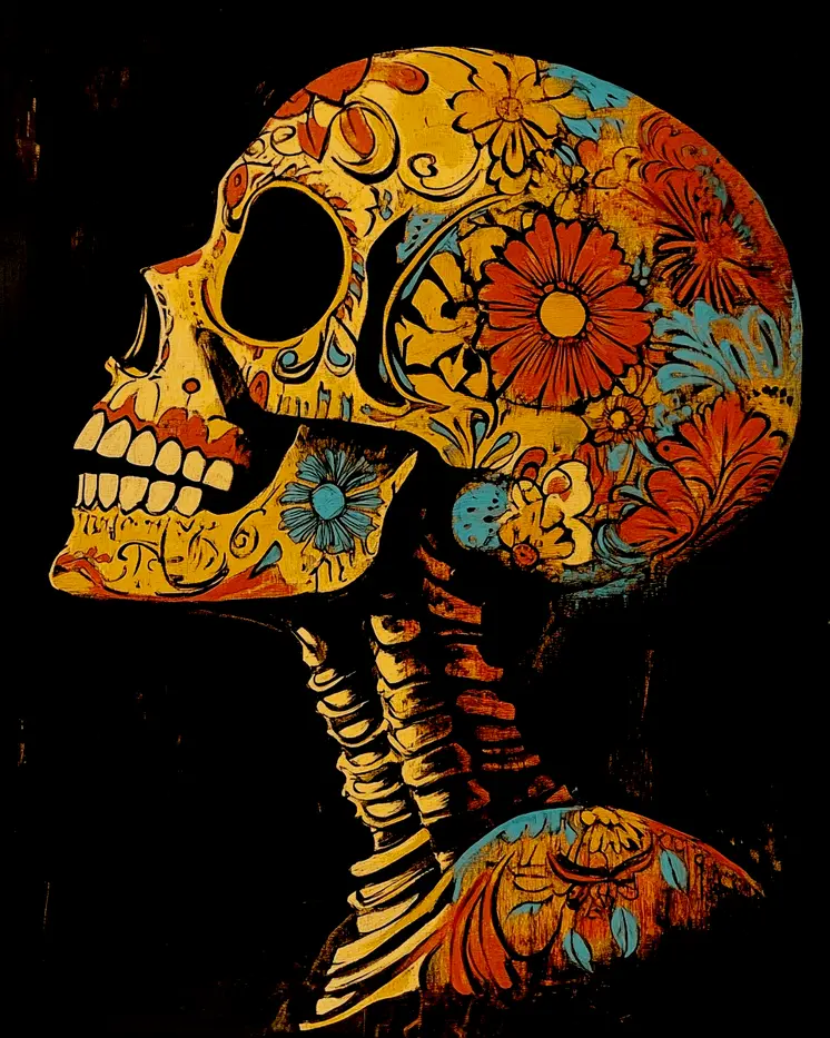 Floral Cranium - Skull & Skeleton Art Prints - 8"x10" Art Print for 11"x14" Frame